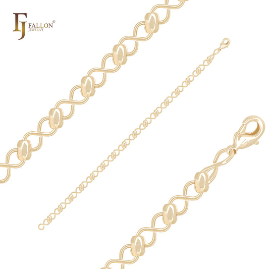 Infinity wire buckle beads link 14K Gold Bracelets Chains