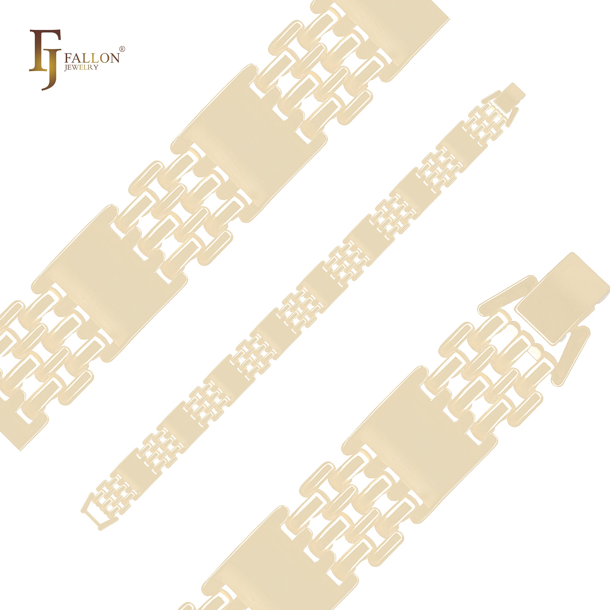 Wide mesh watch band link 14K Gold Bracelets