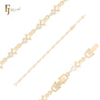 Fancy maple leaves mixed white CZs link 14K Gold Bracelets