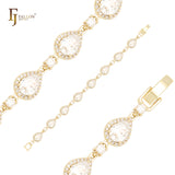 Paciotti's Tears 14K Gold Cluster white CZs Halo Bracelets