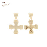 Surfer Maltese Cross crucifix 14K Gold Cross Pendant