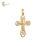 Orthodox crucifix cross budded pendant in Rose Gold, 14K Gold plating colors