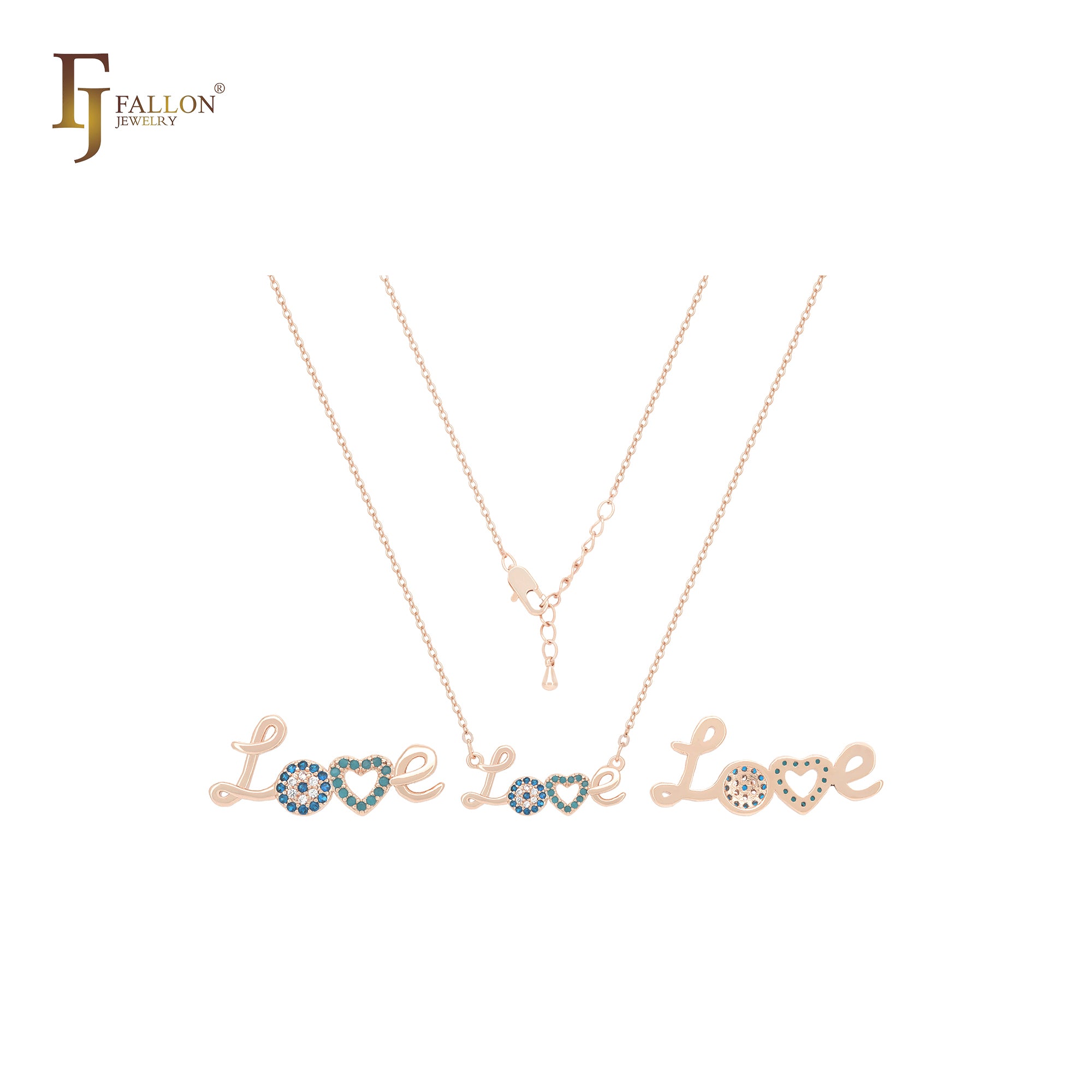 Love of colorful czs 14K Gold, Rose Gold Necklace