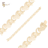 Sunburst flower alternative rubbed textured 14K Gold Bracelets