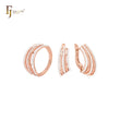 Geometric Five rows of white CZs Rose Gold two tone Jewelry Set