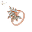 Luxurious Deep lake blue cluster CZs Rose Gold Fashion Rings