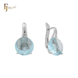 Great solitaire big coffee round CZ White Gold earrings