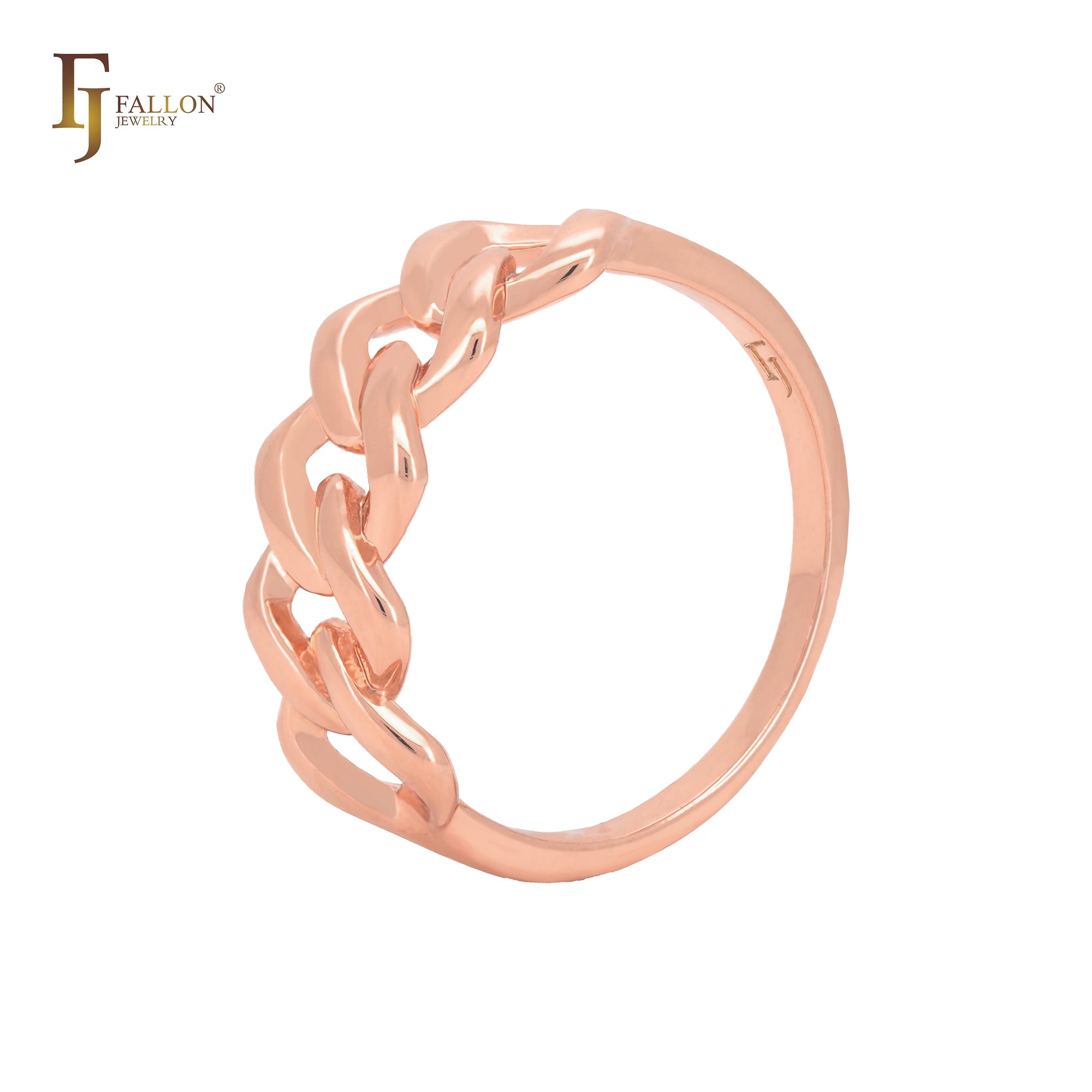 Cuban Chain link design Rose Gold Fashion Rings