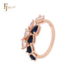 Double row 8mm wide mixed white Blue CZs Cluster Fashion Rings