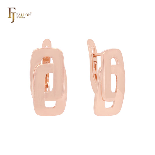 Geometric double rounded overlapped windows Rose Gold Clip-On Earrings