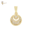 Petit tiny Rounded moon shape cluster white CZs 14K Gold Pendant