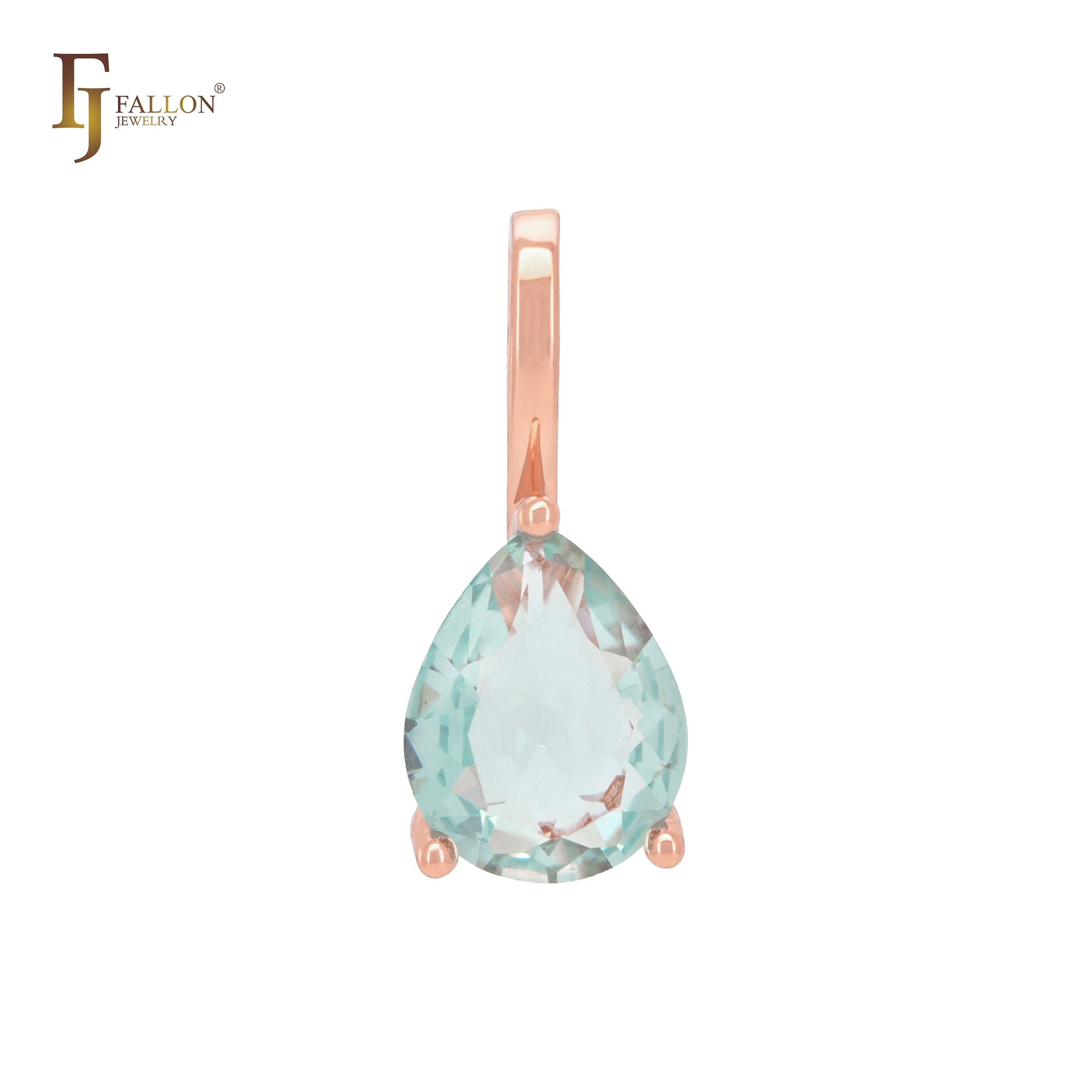 Solitaire apple green drop CZ Rose Gold Pendant