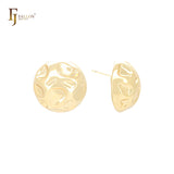 Hearty punched half bead 14K Gold, Rose Gold, White Gold Stud Earrings