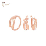 Interlocking Ribbons of white CZs Rose Gold two tone Jewerly Set with Rings