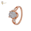 Solitaire Orange CZs with leaves of white CZ Rose Gold two tone Fashion Rings