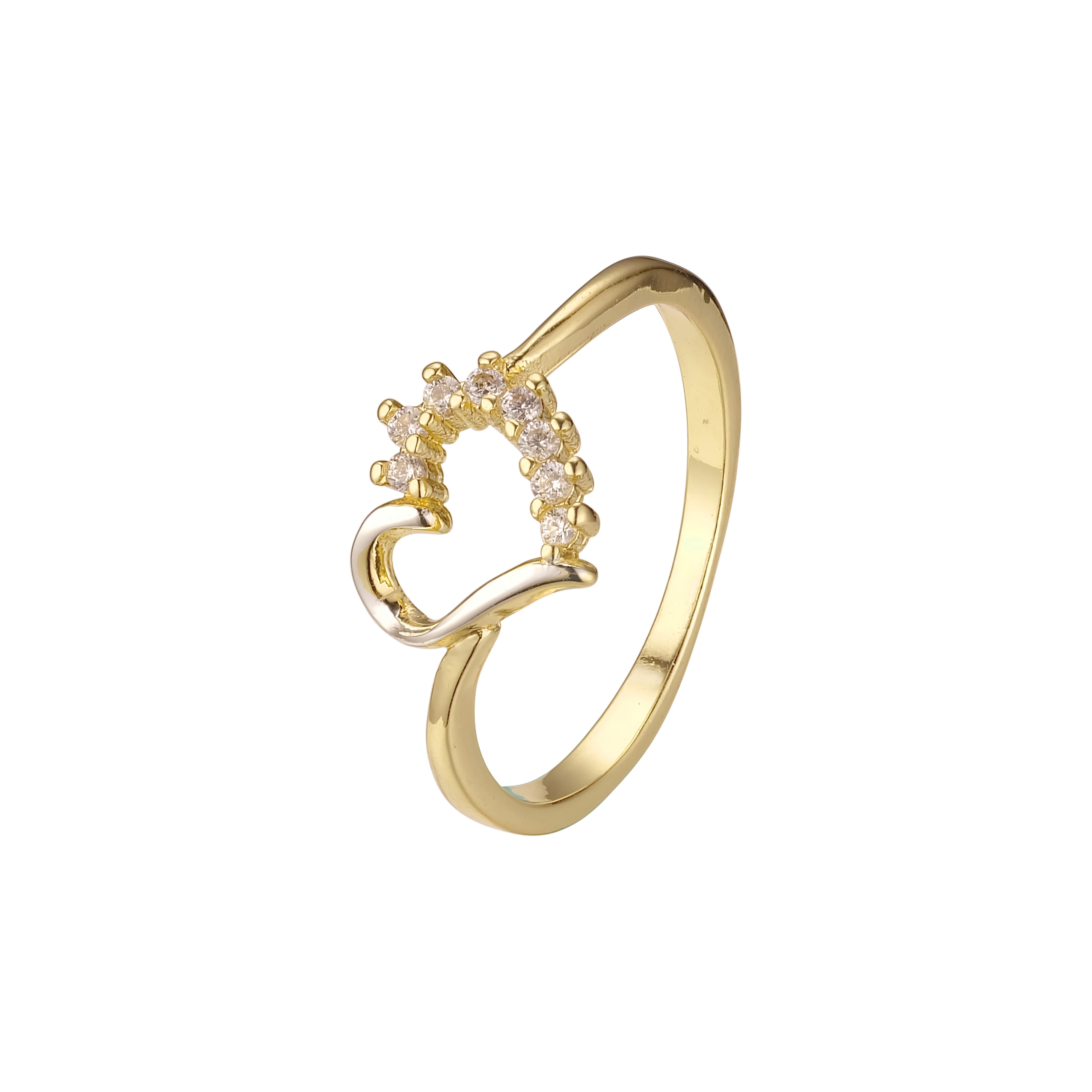 Anillos de corazón en Oro de 14K, baño de dos colores