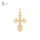 Orthodox budded 14K Gold Crucifix Cross Pendant