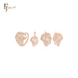 Overlapping rose petals Rose Gold two tone Jewelry Set with Pendant and Rings