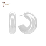 Chunky Glossy C Hoop 14K Gold, Rose Gold, White Gold Stud Earrings