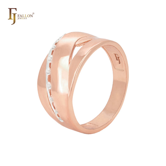 Double Crossing Ribbons Geometric Rose Gold two tone Fashion Rings