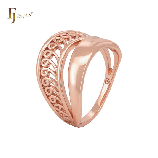 Flying filigree twisted ribbon Rose Gold fashion Rings