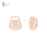 Glossy geometric bell shaped 14K Gold, Rose Gold, White Gold Stud Earrings