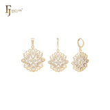 Kleidoscope white CZs octa eight star petals 14K Gold Jewelry Set with Pendant