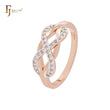 Infinity Crosses interlocking cluster white CZs Rose Gold two tone Fashion Rings