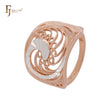 Wide grand wavy filigree Rose Gold two tone Fashion Rings