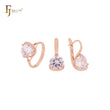 Elegant clawed solitaire white CZ Rose Gold Jewelry Set with Rings