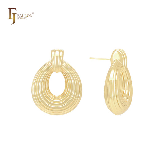 Parallel thousand threads 14K Gold, Rose Gold, White Gold Stud Earrings