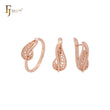 Minimalism leaves of Filigree Rose Gold Jewelry set with rings