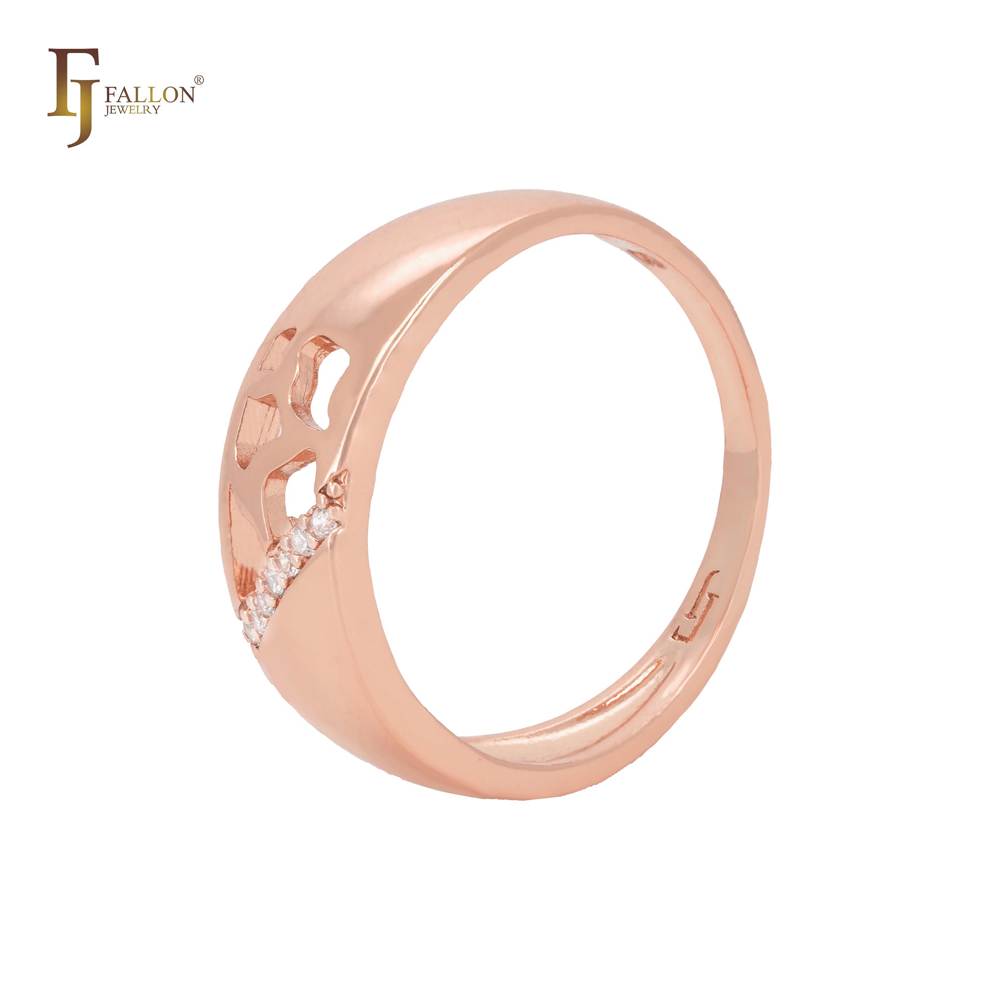 Half window shape geometric Rose Gold Fashion Rings