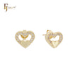 Heart in heart halo white CZs small 14K Gold Stud Earrings