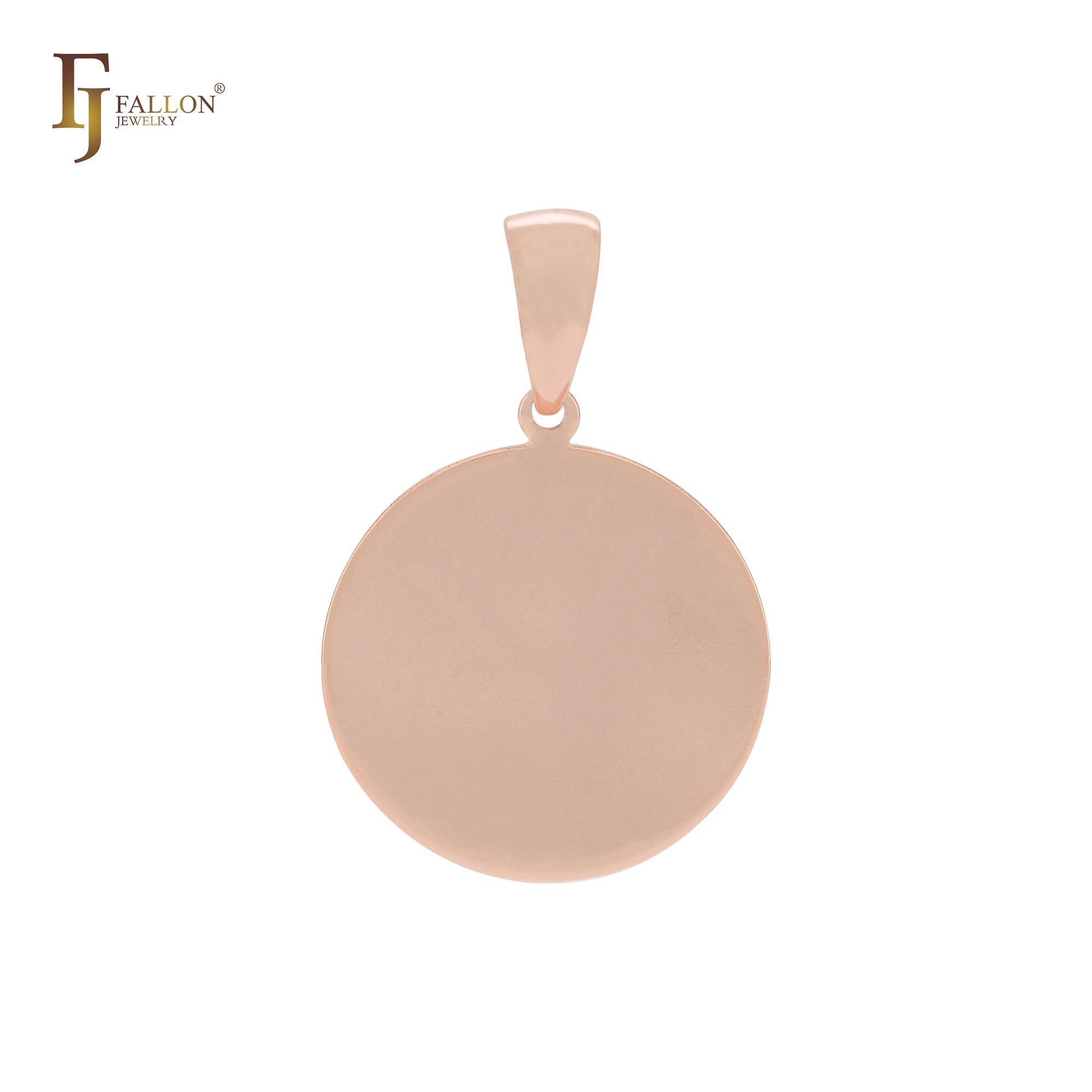 Elegant flat rounded disc 14K Gold Pendant