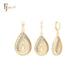 Teardrop pear shaped with white CZs filigree 14K Gold Jewelry Set with Pendant