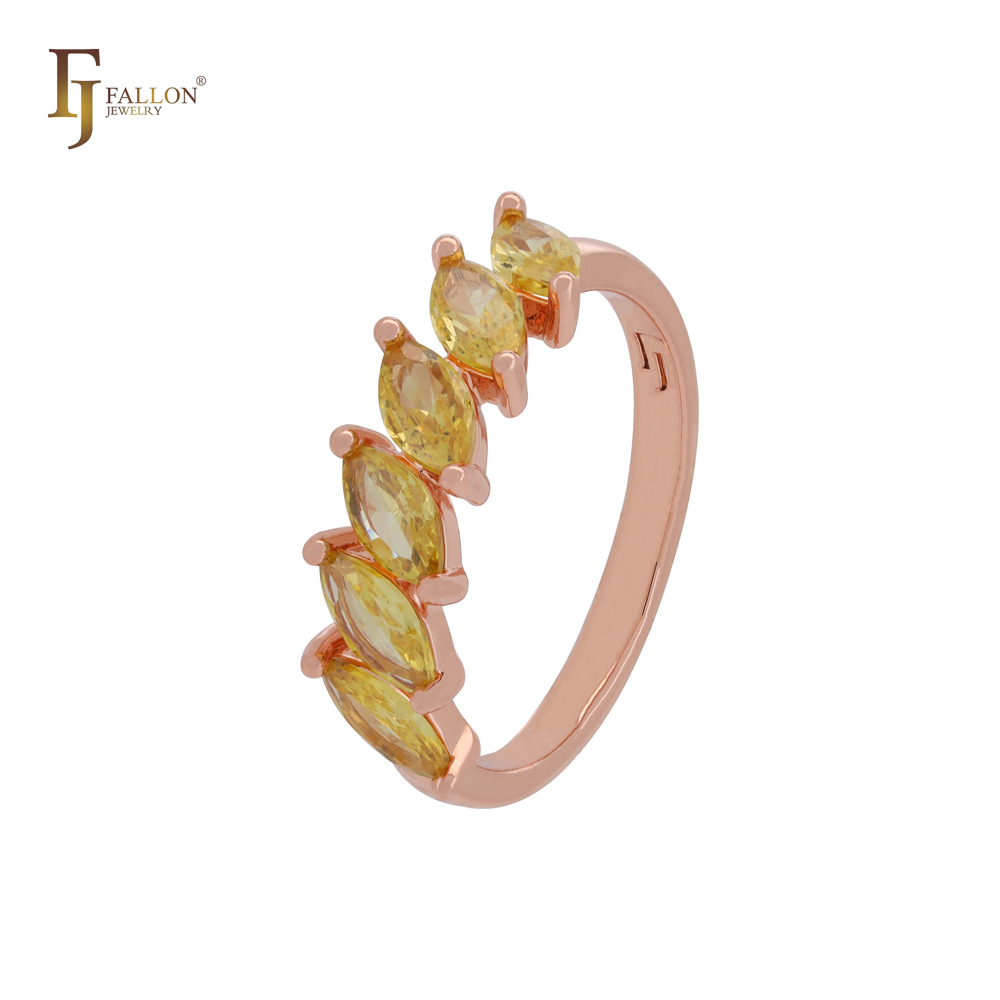 Parallel marquise cluster Olive Yellow CZs Rose Gold Fashion Rings