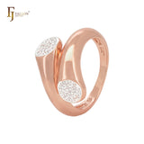 Horn of white CZs Minimalism Rose Gold Fashion Rings