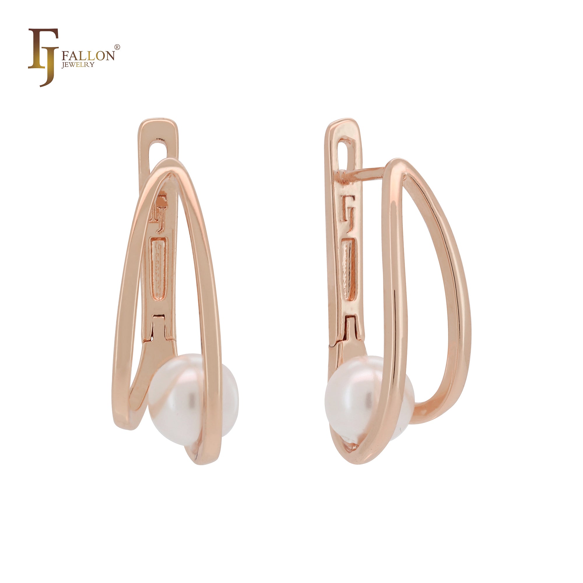 Single Pearl lifted up 14K Gold, Rose Gold Clip-On Earrings