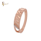 Enlongated ripple textured Rose Gold two tone Fashion Rings