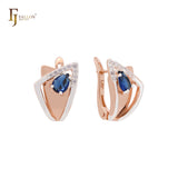 Overlapped triangular geometric Rose Gold two tone Clip-On Earrings
