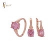 Four claws solitaire oval pink CZ Rose Gold Jewelry Set with Rings