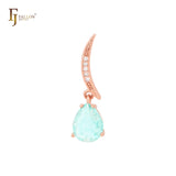 Moon shape with Pear white Solitaire CZ Rose Gold Solitaire Pendant