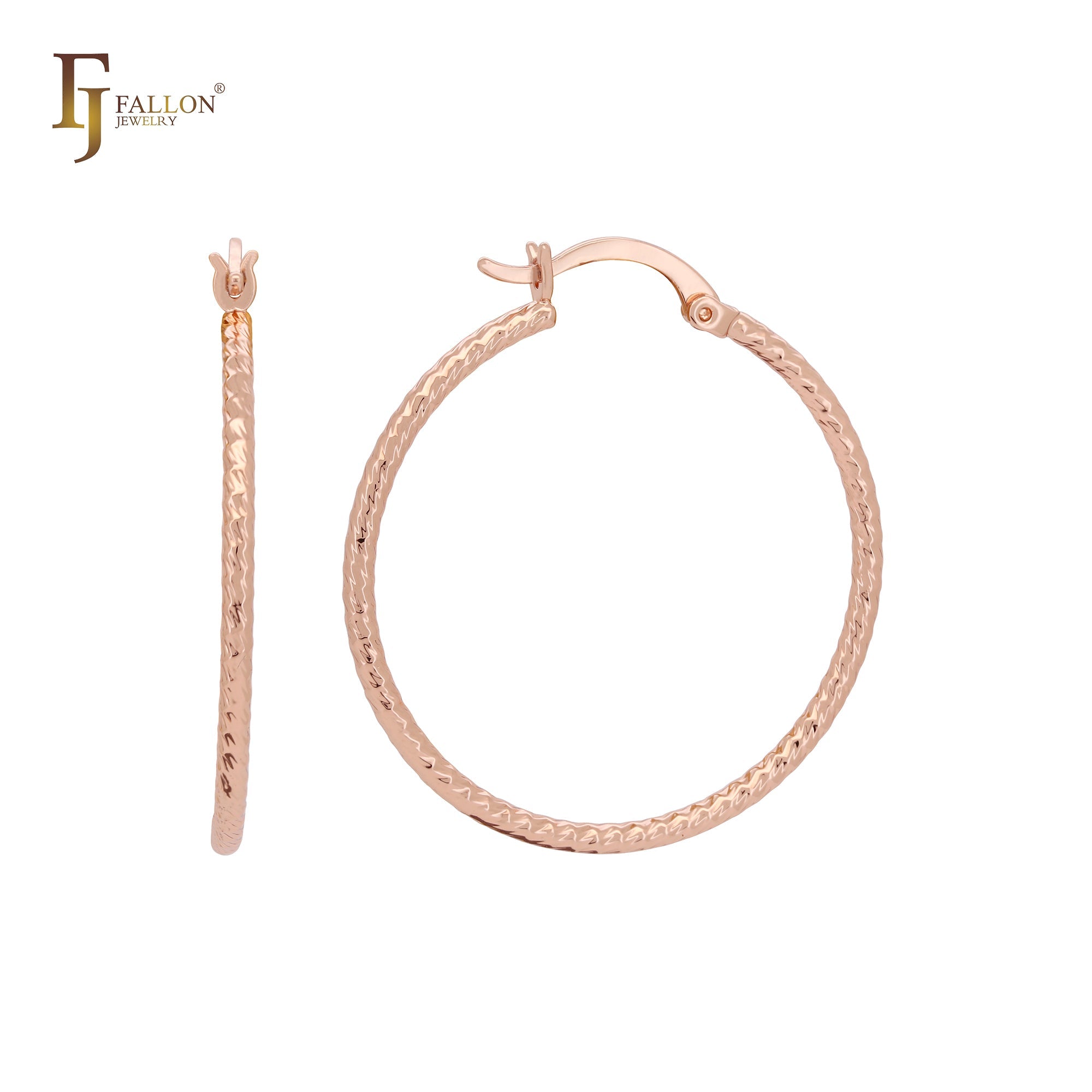 Twisted tiny rope textured minimalism elegant 14K Gold, Rose Gold Hoop Earrings