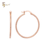 Twisted tiny rope textured minimalism elegant 14K Gold, Rose Gold Hoop Earrings