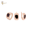 Oval rounded wide black Rose Gold Jewelry Set with Rings