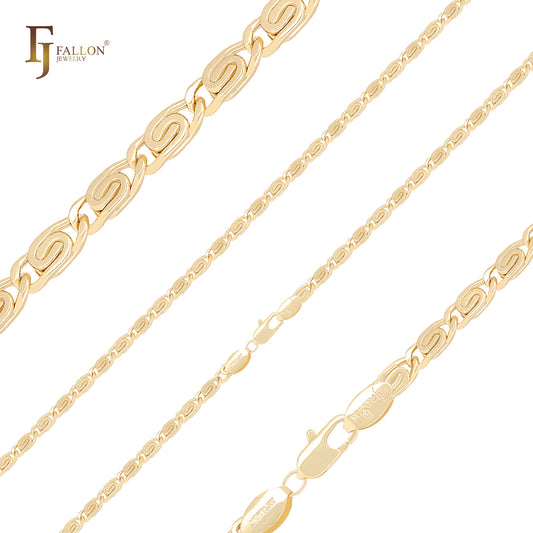 Flatten hammered snail shape 14K Gold snail chains