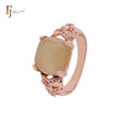 Solitaire big squared cabochon CZ Rose Gold, 14K Gold two tone Fashion Rings