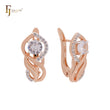 Phoenix feather of white Czs Rose Gold two tone Clip-On Earrings