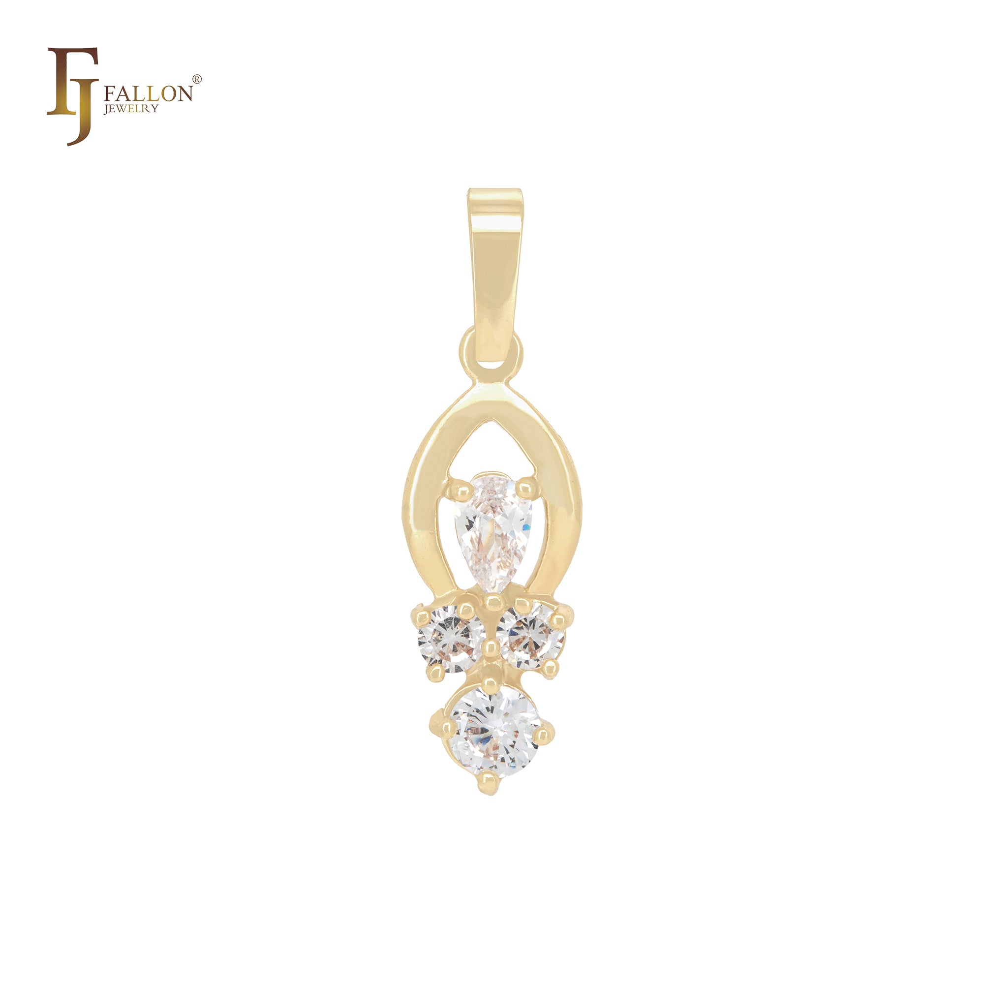 Marquise cluster white CZs drop 14K Gold Pendant